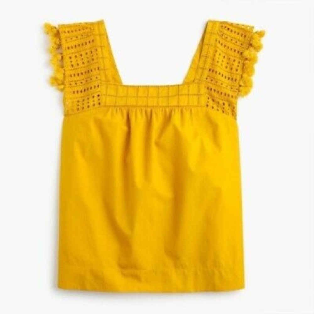 New JCrew Yellow Pom-Pom Top